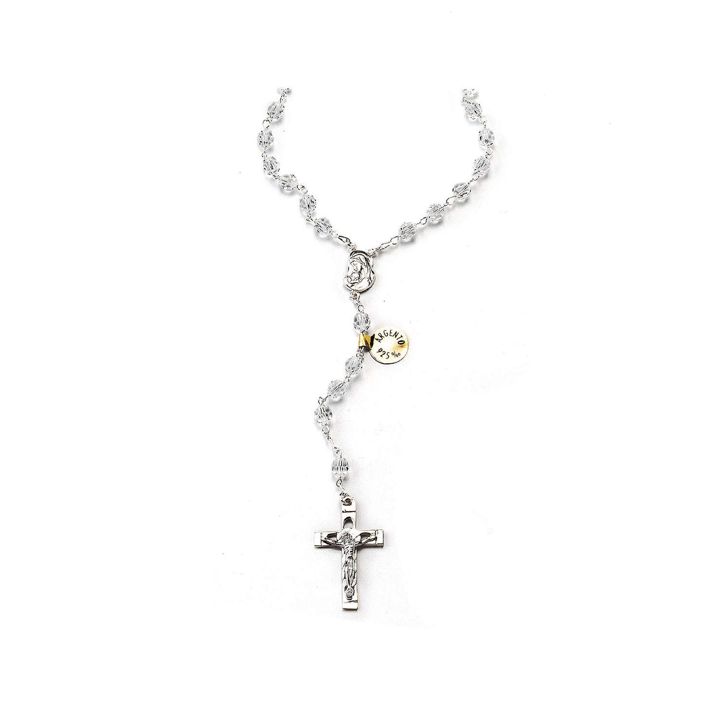 Rosary in silver 925/ Swarovski Crystal Ø 6 mm. white