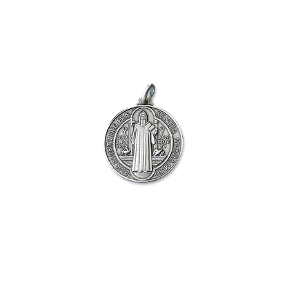 Coined Medal of Saint Benedict in silver 925 ø mm 21 With Chain Silver 925