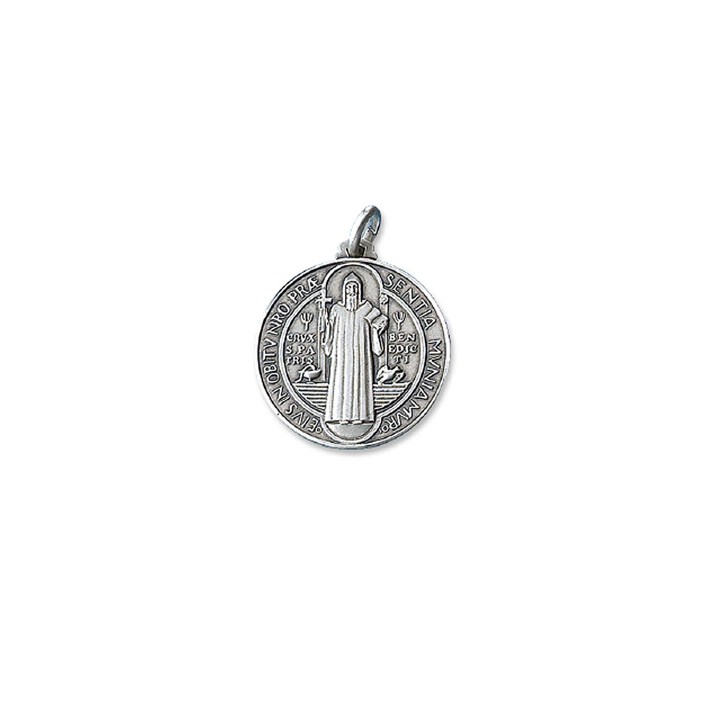Coined Medal of Saint Benedict in silver 925 With Chain Silver 925
