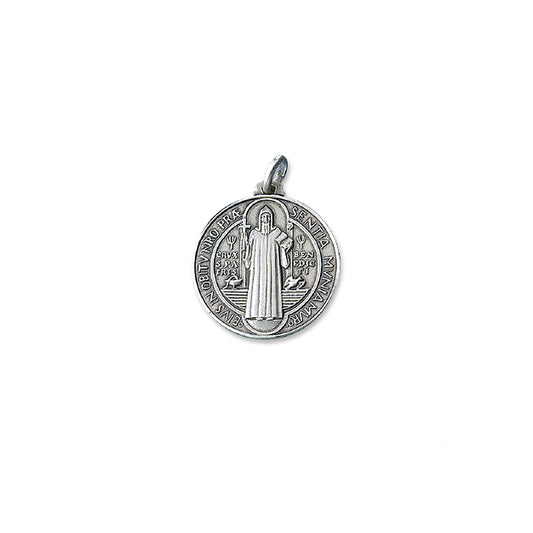 Medaglia coniata di San Benedetto in argento 925 con catena in argento 925