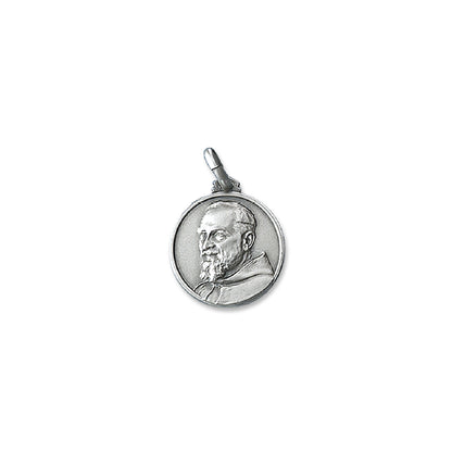 Medaglia Coniata di Padre Pio in argento ø mm 21 Con Catena Argento 925/Rodio