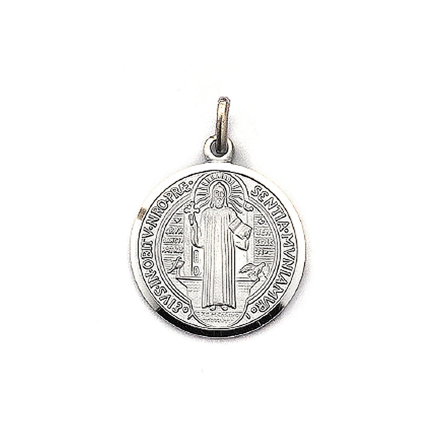 Medal of Saint Benedict/Chain in Silver 925/ Rhodium mm.25