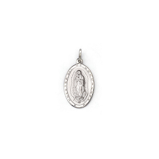 Medaglia Nostra Signora di Guadalupe in rodio/argento 925 ovale 1 pollice