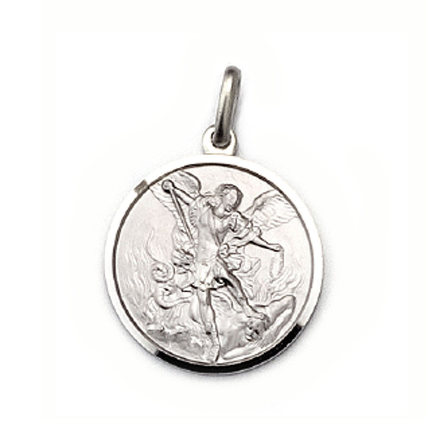 Medaglia di San Michele in Argento Rodiato 925 ø mm.21 Con Catena