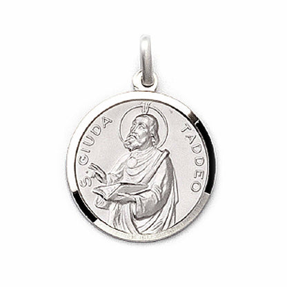 Saint Jude Medal Silver 925/ Rhodium. Chain Silver 925 23.5 Inches