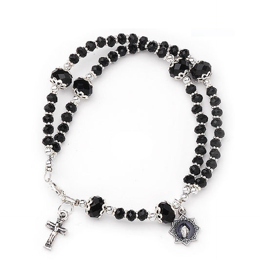 Bracciale Rosario medaglia miracolosa Nero