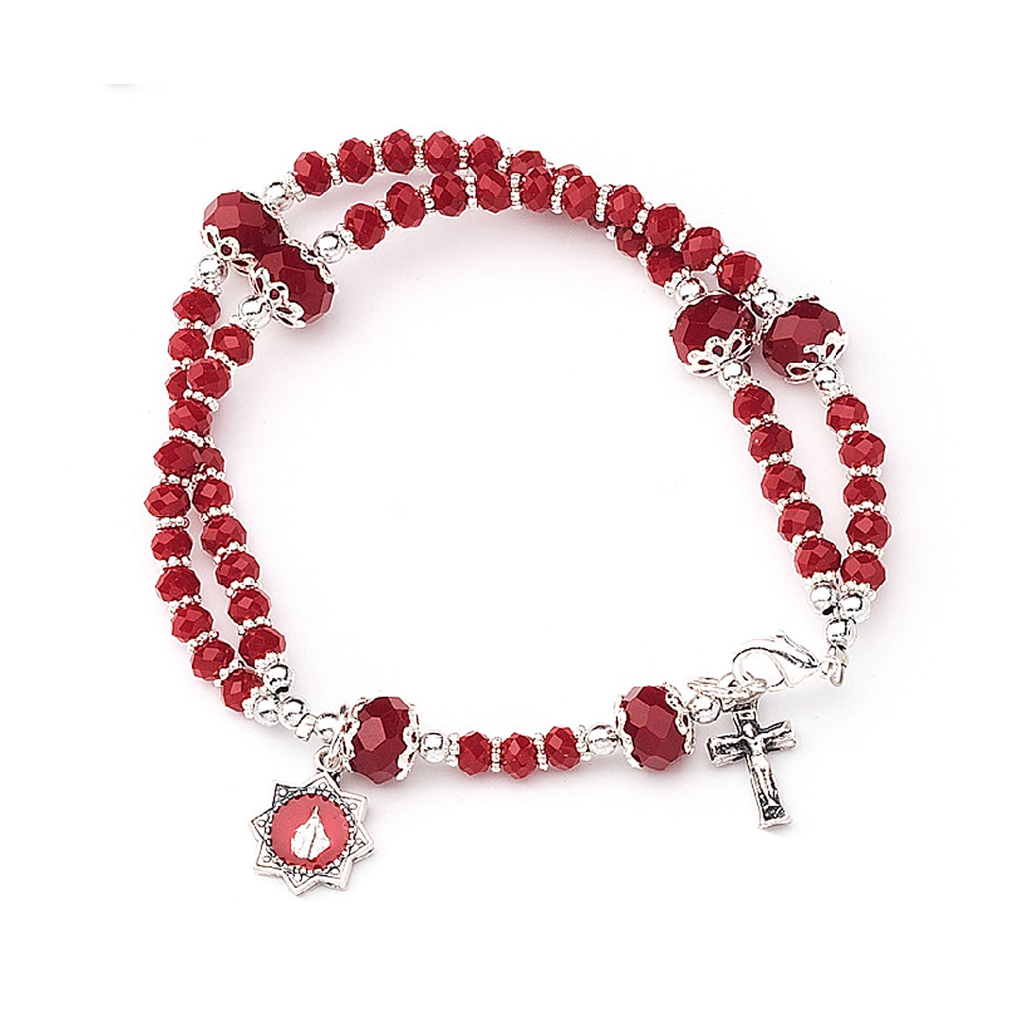 Rosary bracelet miraculous medal Red