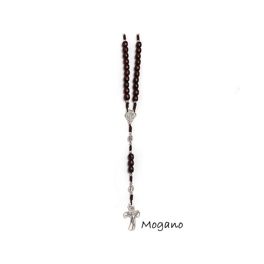 Saint Benedict Rosary Mahogany finish