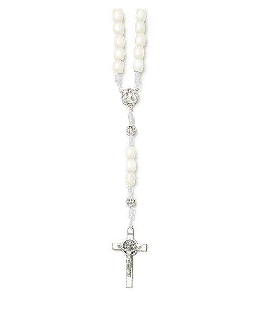 Saint Benedict Rosary Made of White Wood