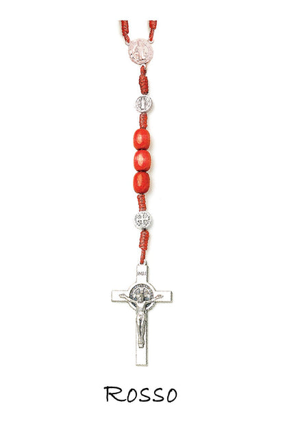 Rosario di San Benedetto in legno rosso 