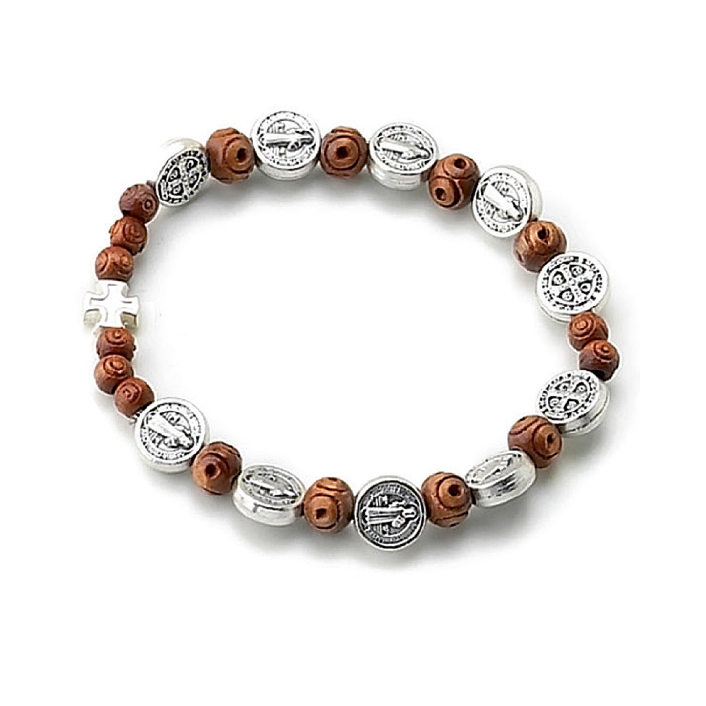 Pulsera San Benito Cuentas Madera Oscura