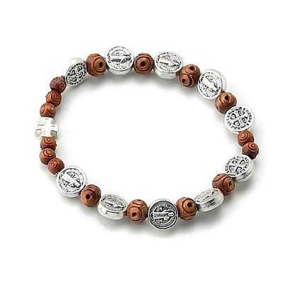Pulsera San Benito Cuentas Madera Oscura