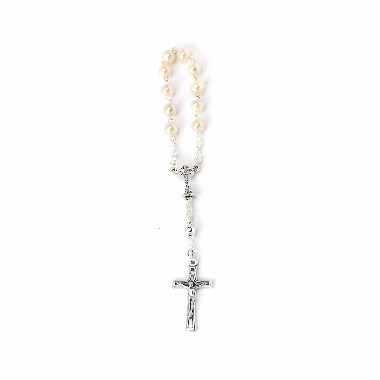 Decade Plastic White Beads, Size ø6 Metal Cross and Chalice