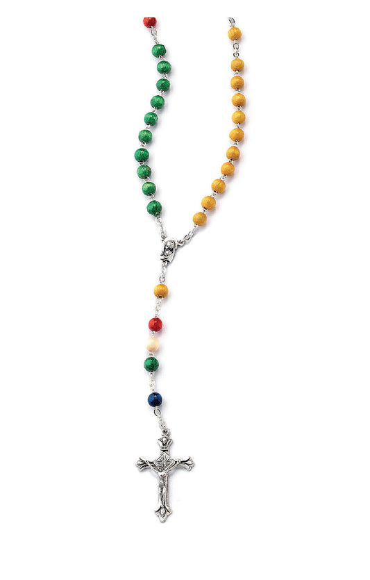 Missionary Rosary in wood 6MM with metal crucifix
