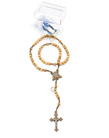 Miraculous Medal Rosary in Olive Wood with Olive Wood Cross