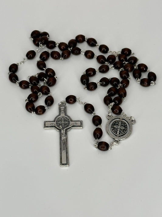 Saint Benedict Rosary Brown wood