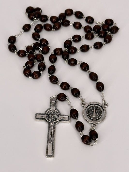 Saint Benedict Rosary Brown wood