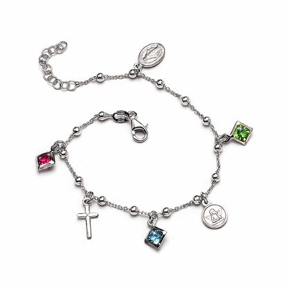 Pulsera en plata Rodiada 925 con Medallas/ Strass