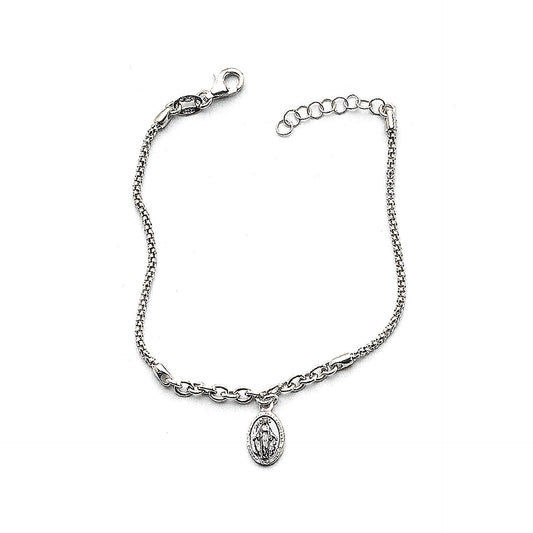 Bracelet in Rhodium/ Silver 925 with Miraculous Madonna
