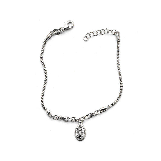 Bracciale in Rodio/Argento 925 con Madonna Miracolosa