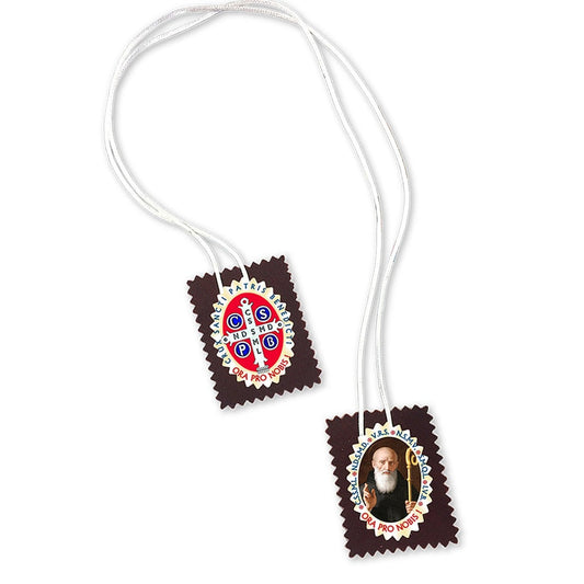 St Benedict Scapular Size: 2 1/2x2 Inches