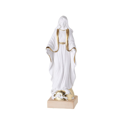 Statua della Madonna Miracolosa in resina di colore bianco 11,8 pollici
