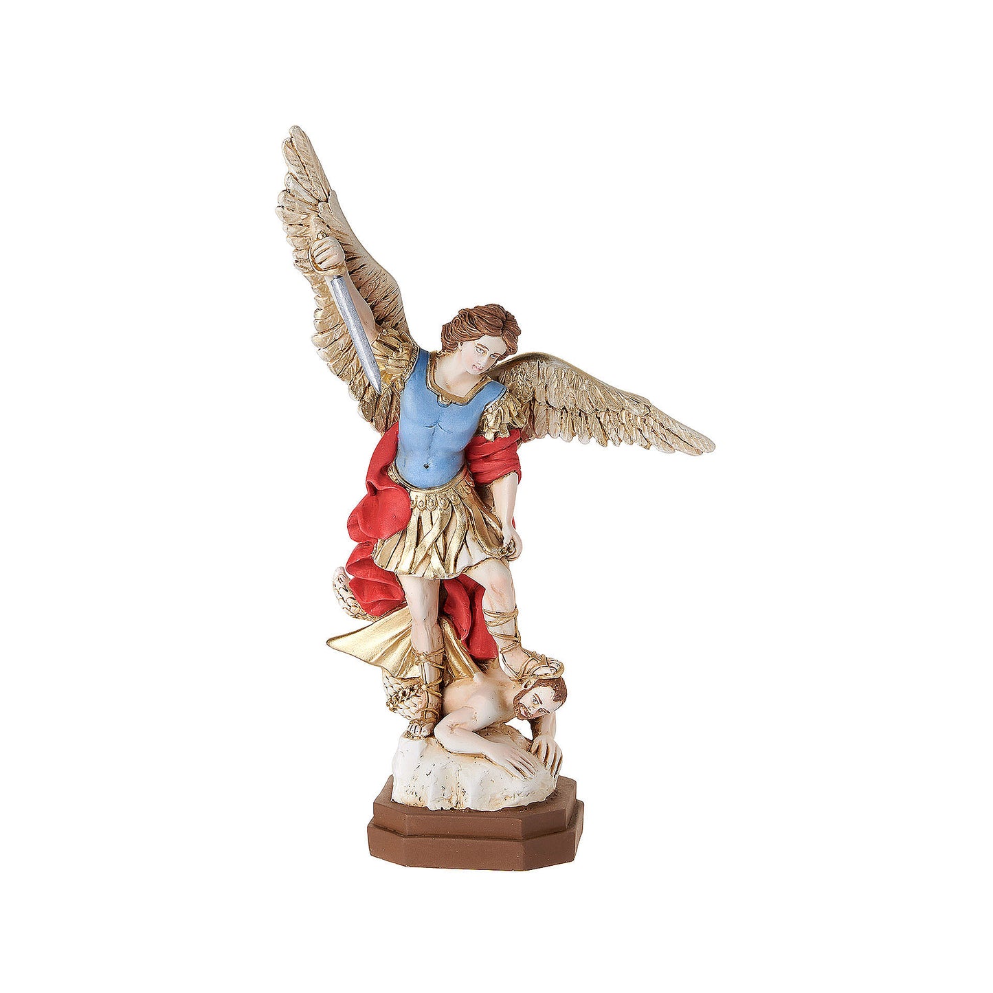 Statua San Michele Arcangelo in resina colorata 13 pollici