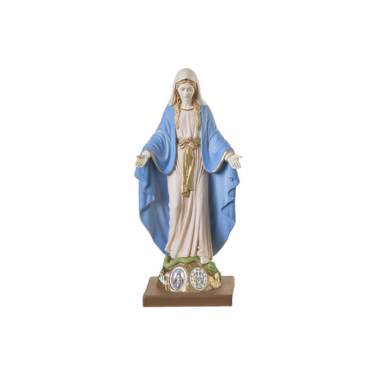 Estatua de la Virgen Milagrosa de nuevo color de 7,8 pulgadas con medalla de metal
