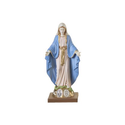 Statue Miraculous Madonna Resin with Metal Medal