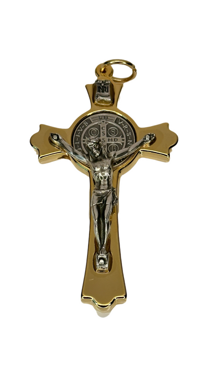 Saint Benedict Cross Golden Metal