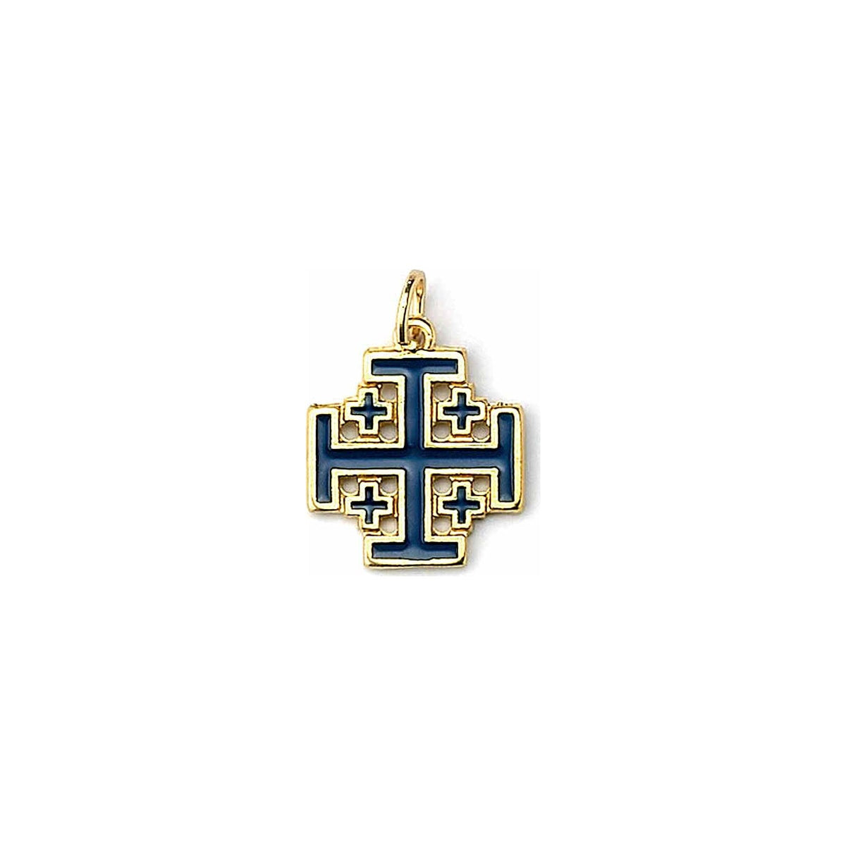 Small Jerusalem Cross necklace available in blue or red