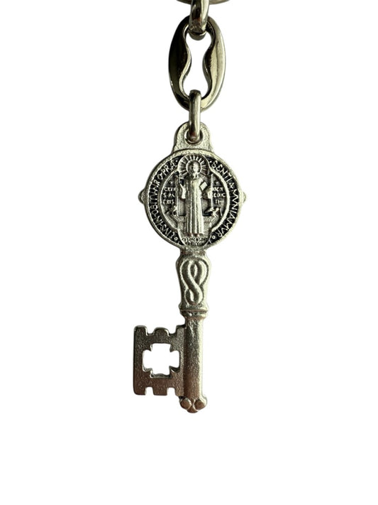 KEYCHAIN WITH THE KEY OF SAINT BENEDICT IN METAL 2: INCHES