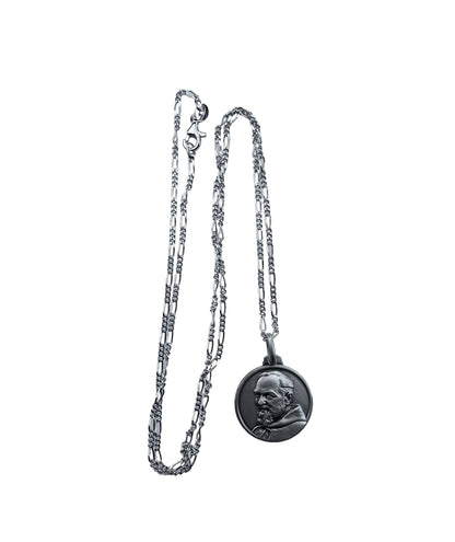 Medaglia Coniata di Padre Pio in argento ø mm 21 Con Catena Argento 925/Rodio