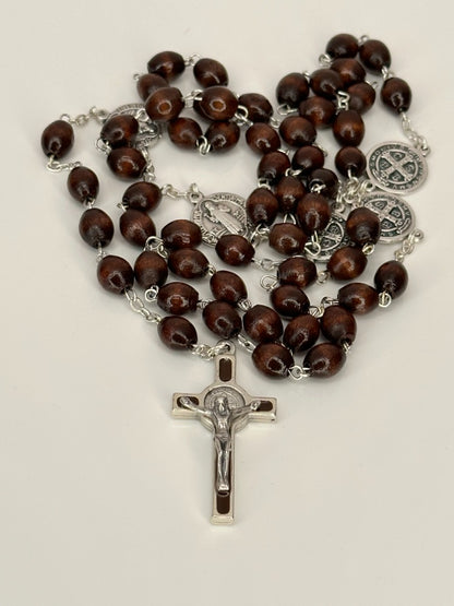 Rosary of Saint Benedict dark brown wooden beads