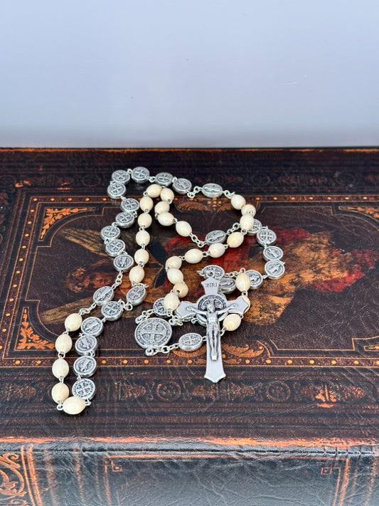 Saint Benedict Rosary Beige
