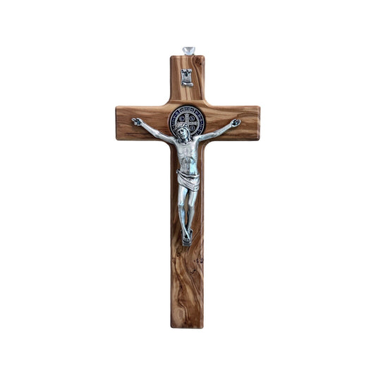 Saint Benedict brown olive wood crucifix