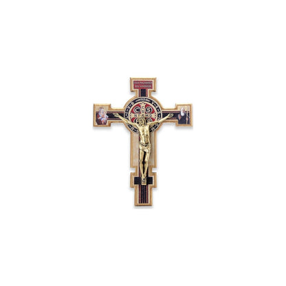 Saint Benedict olive wood crucifix with medal