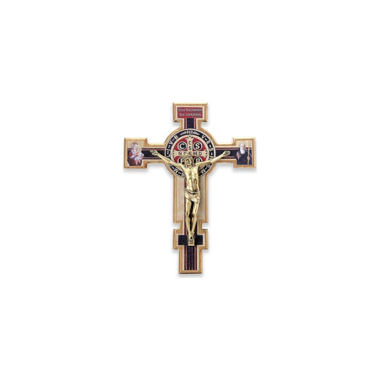 Saint Benedict olive wood crucifix with medal